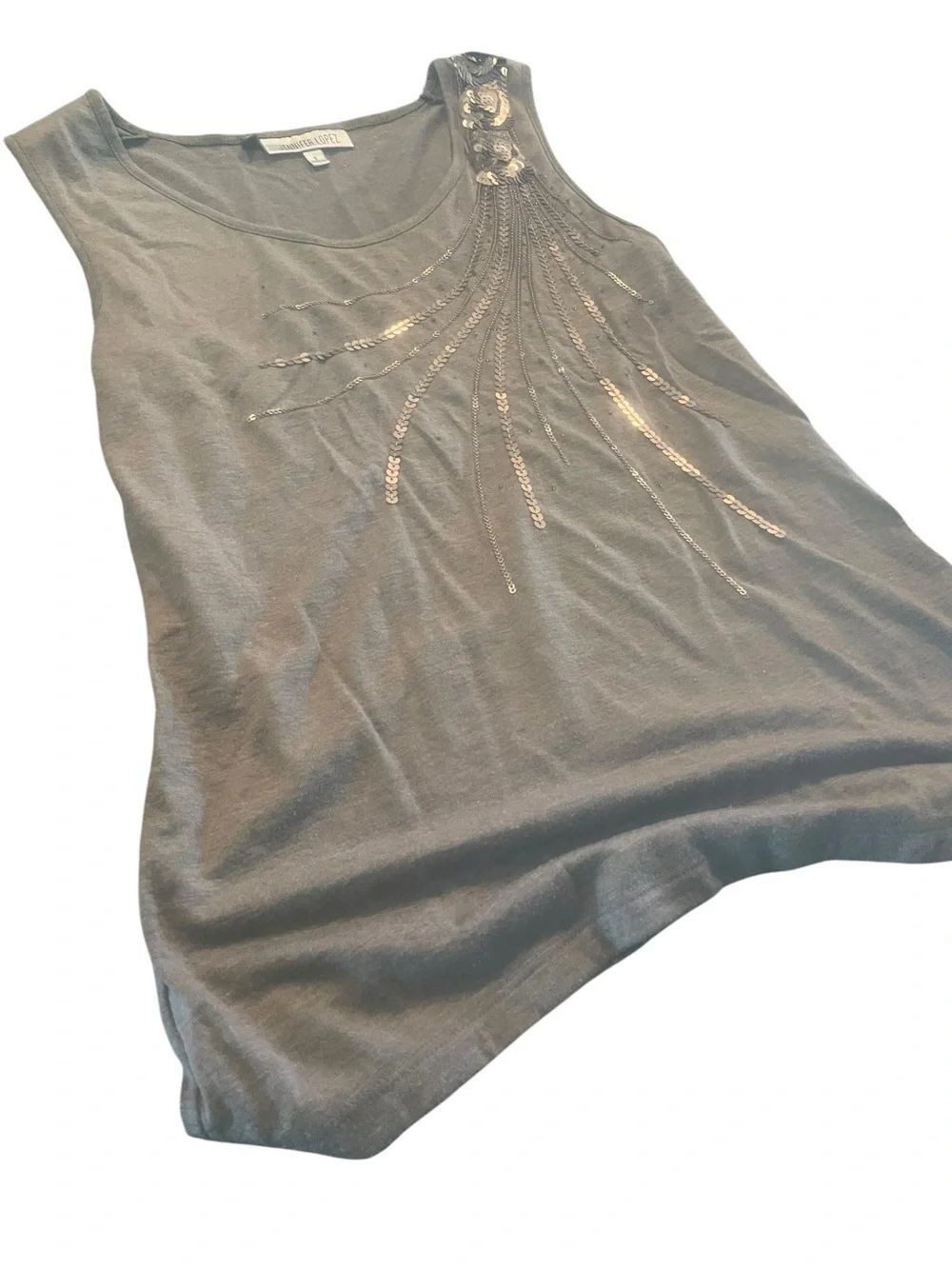 Jennifer Lopez size small Embellished Gray Sleeveless Top - Unknown Brand
